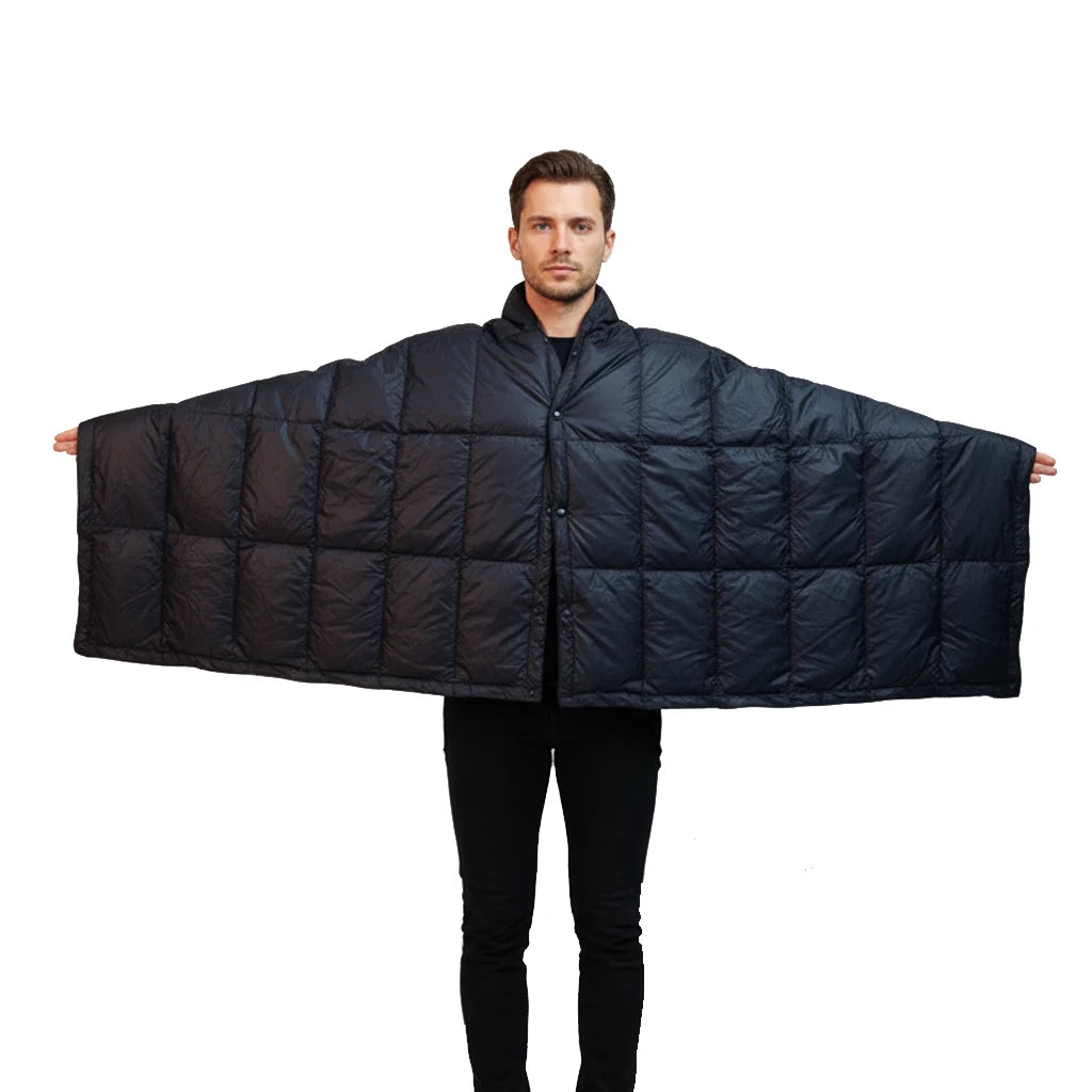 Down Shawl Thickened Cloak Down Blanket Button Office Shawl Blanket Travel Warm Poncho Soft Cold Wearable Blanket Shawl