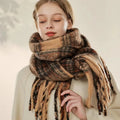 Women's European Style Soft Winter Pashmina Scarf and Beanie Knit Shawl in Polyester for Spring Season