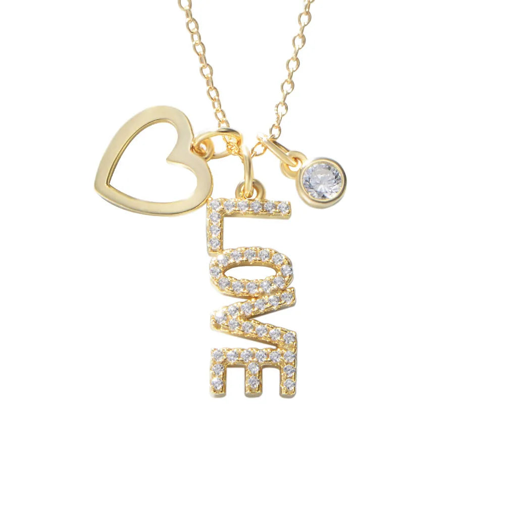 Laodun Popular INS Fashion S925 Pendant Necklace Love Heart Engagement Creative CZ Sterling Silver Necklace Vermeil