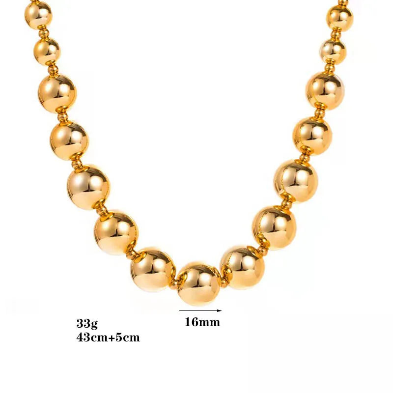 Fashion Simple Titanium Steel Beaded Necklace Women Bridal Luxury Gold Silver Short Stainless Steel Beads Necklace