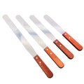 4/6/8/10/12inch Straight& Bent Flexible Dishwasher Safe Cake Decorating Frosting Spatula Set Wooden Handle Stainless Steel Icing