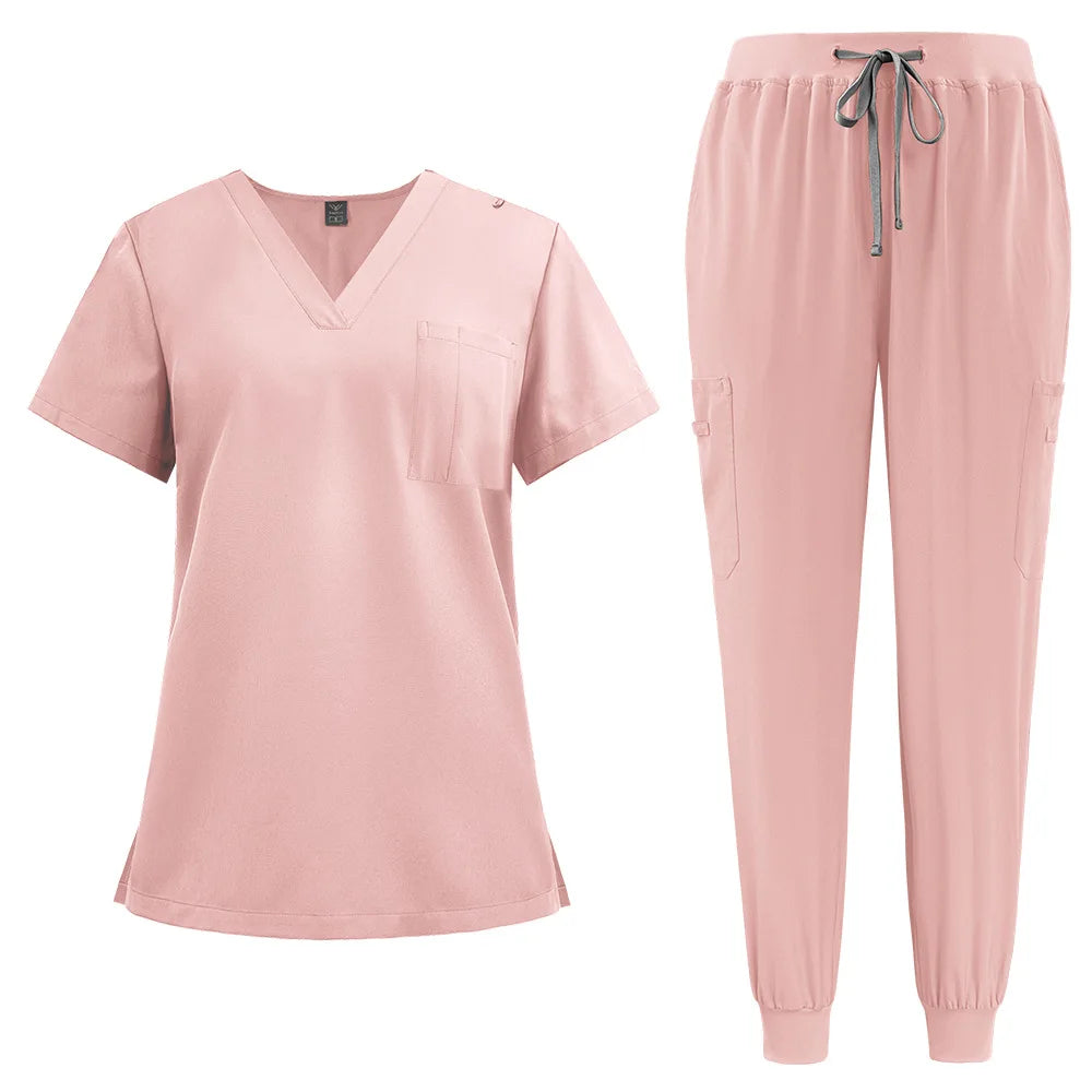 Quick-Drying Printed LOGO Short-Sleeved Surgical Work Unisex Oral Doctor Pet Nurse Scrub Uniforms Scrub Sets MegaBDM