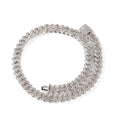 Fashionable Men Iced Out Hiphop Rapper Jewelry 12mm Copper Cz Bling 24k Gold Thick bar baguette Cuban Link Chain