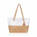 Monogrammed Cork Leather Handbag Wholesale Women Personalized Cork Leather Tote Bag With Tassel
