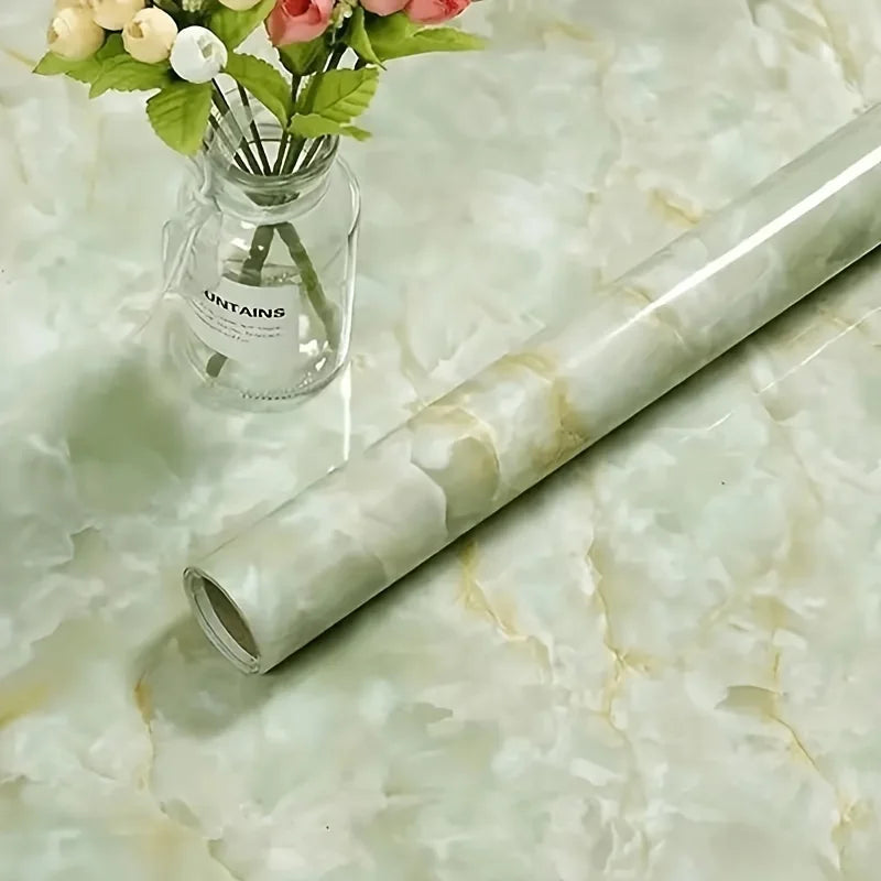 UDK Self-Adhesive PVC Peel Stick Green Marble Waterproof Wallpaper Contact Paper for Home Furniture Household Use Modern Design