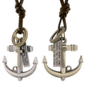 Wholesale Men Anchor Accessories Personality Jewelry Necklaces Adjustable Size  Sweater Chain Leather Necklace