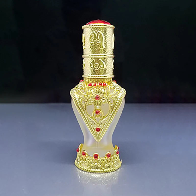 15ml Gold Antique Plastic Acrylic Luxury Frost Surface Dropper Bottle for Serum Oil Face Essential Oil Perfume with Jewel 100pcs