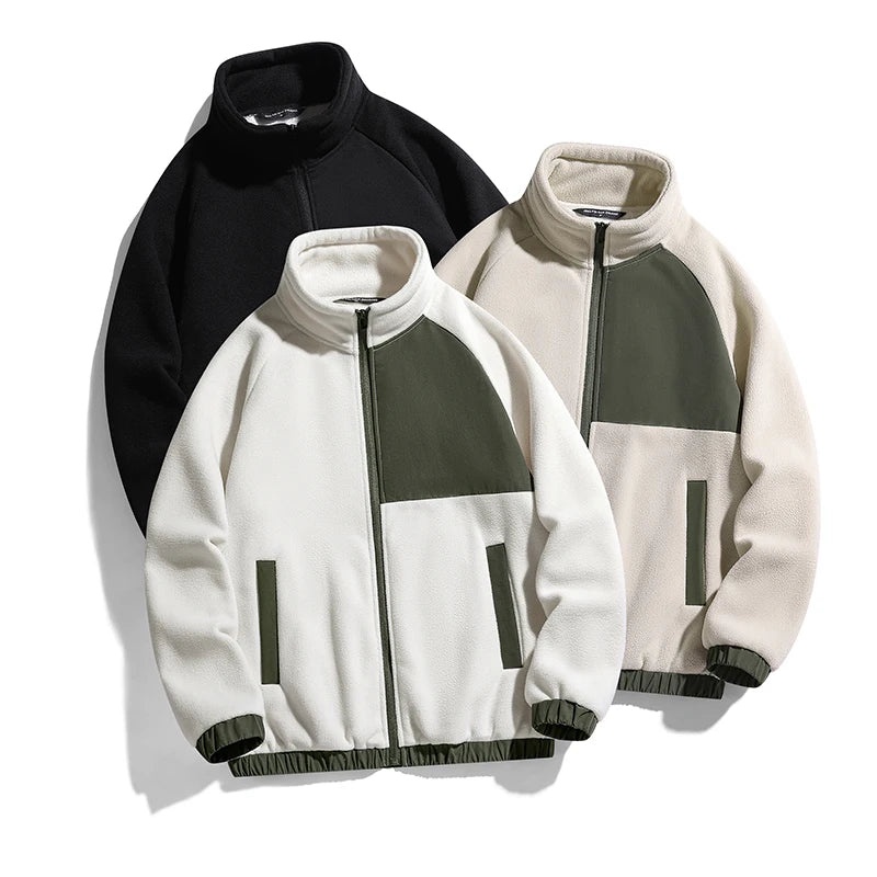 Unisex Custom Logo Raglan Zip-up Sherpa Jacket Soft and Warm Cozy Outer Wearing Fleece Jackets