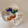 Summer 18K Gold Stainless Steel Chunky Transparent Resin U Shape Hoops Earrings for Women Jewelry