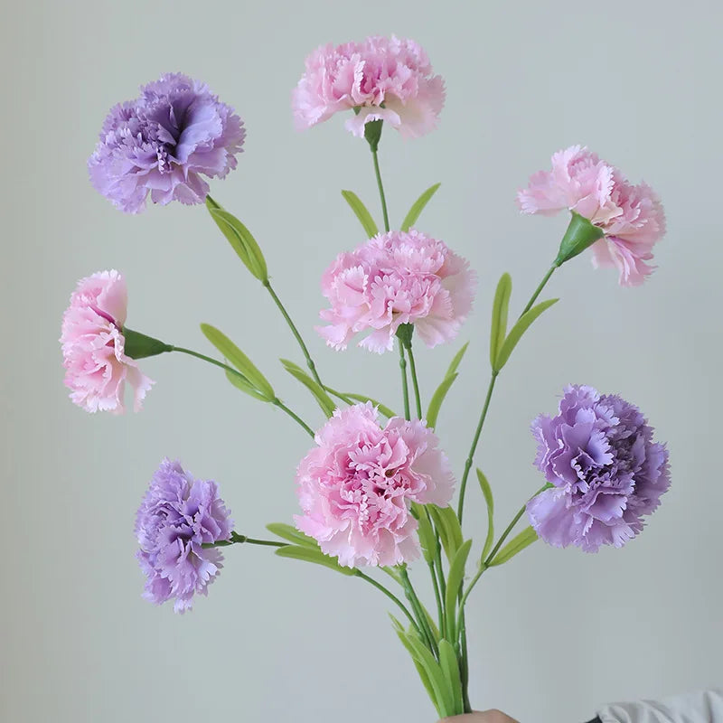 Factory Wholesale Single Stem Artificial Silk Carnation for Home Wedding Decoration Mother's Day