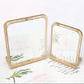 Factory Custom Logo Shape Wood Wooden square Oval Round Rectangle Cosmetic Makeup Mirror