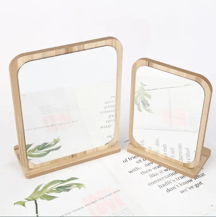 Factory Custom Logo Shape Wood Wooden square Oval Round Rectangle Cosmetic Makeup Mirror