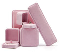 Pink Velvet Jewelry Packaging Box with Custom Logo and Paper Sleeve