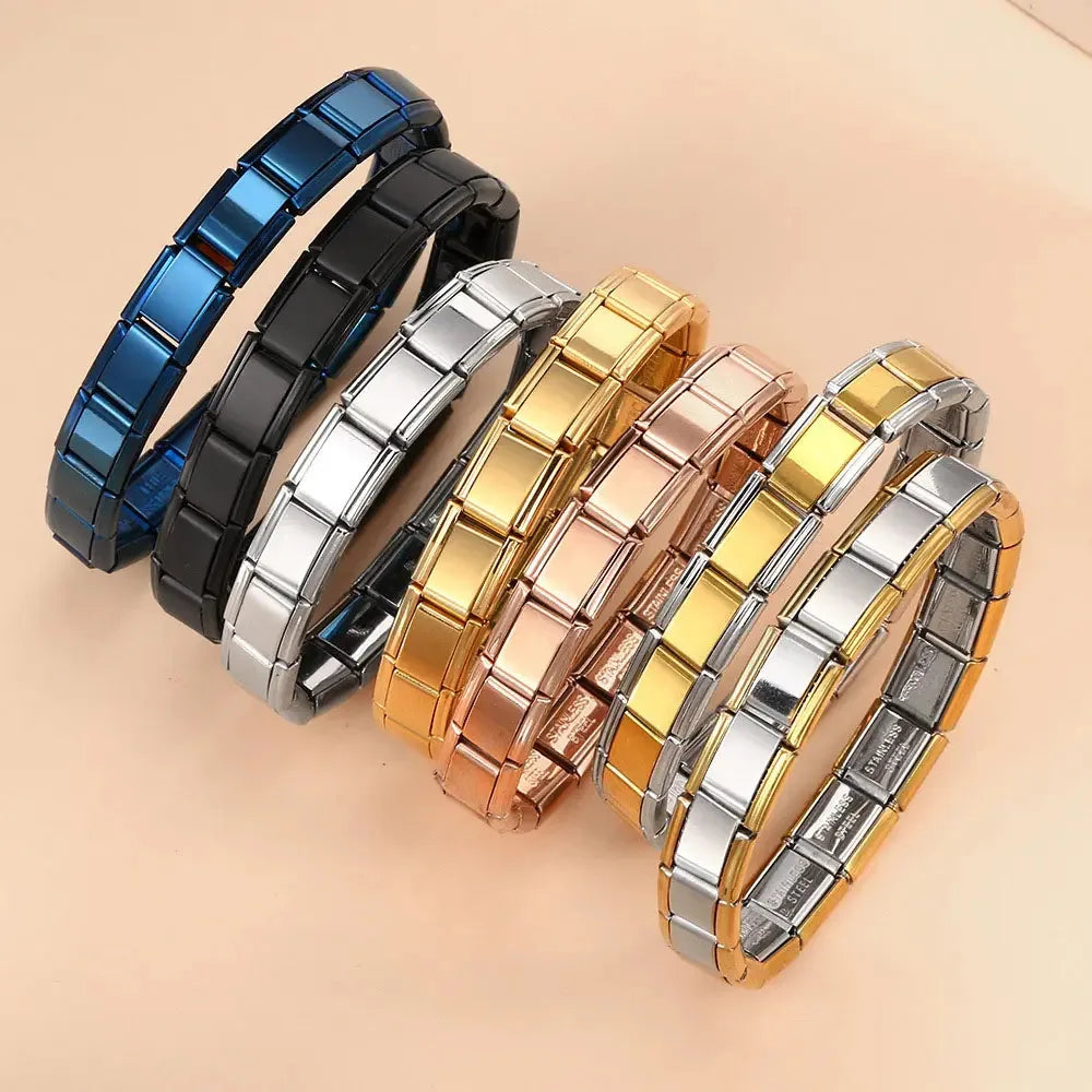 Manufacturer Wholesale Hot Selling Elastic Stainless Steel Jewelry Bracelet Module Italian Charm Bracelet