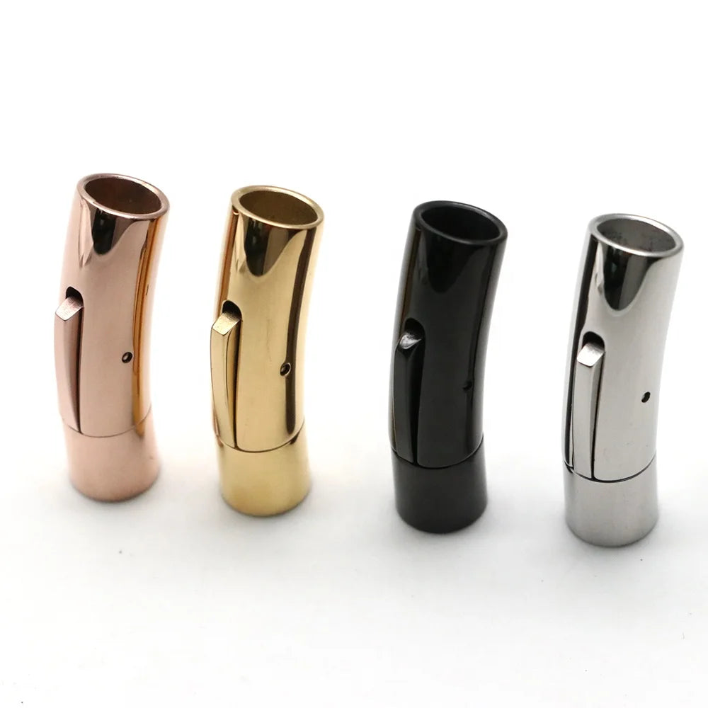 Wholesale New Stainless Steel Leather Bracelet Buckle Jewelry Clasp 5mm 6mm Bracelet Jewelry Production
