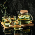 1800Ml High Borosilicate  Larger Household Flower Tea Glass Water Pitcher With Infuser Spout Lid