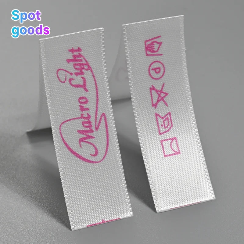 Design logo Print Labels Custom Folded Clothes Satin Neck Label Clothes Labels