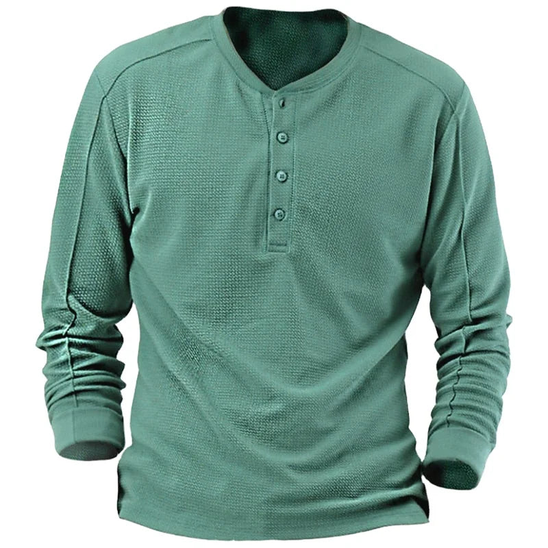 Autumn New Men's Spandex / Polyester Stand Collar Long Sleeve Solid Woven Breathable Quick Dry Casual T-shirt 240 Grams Blank