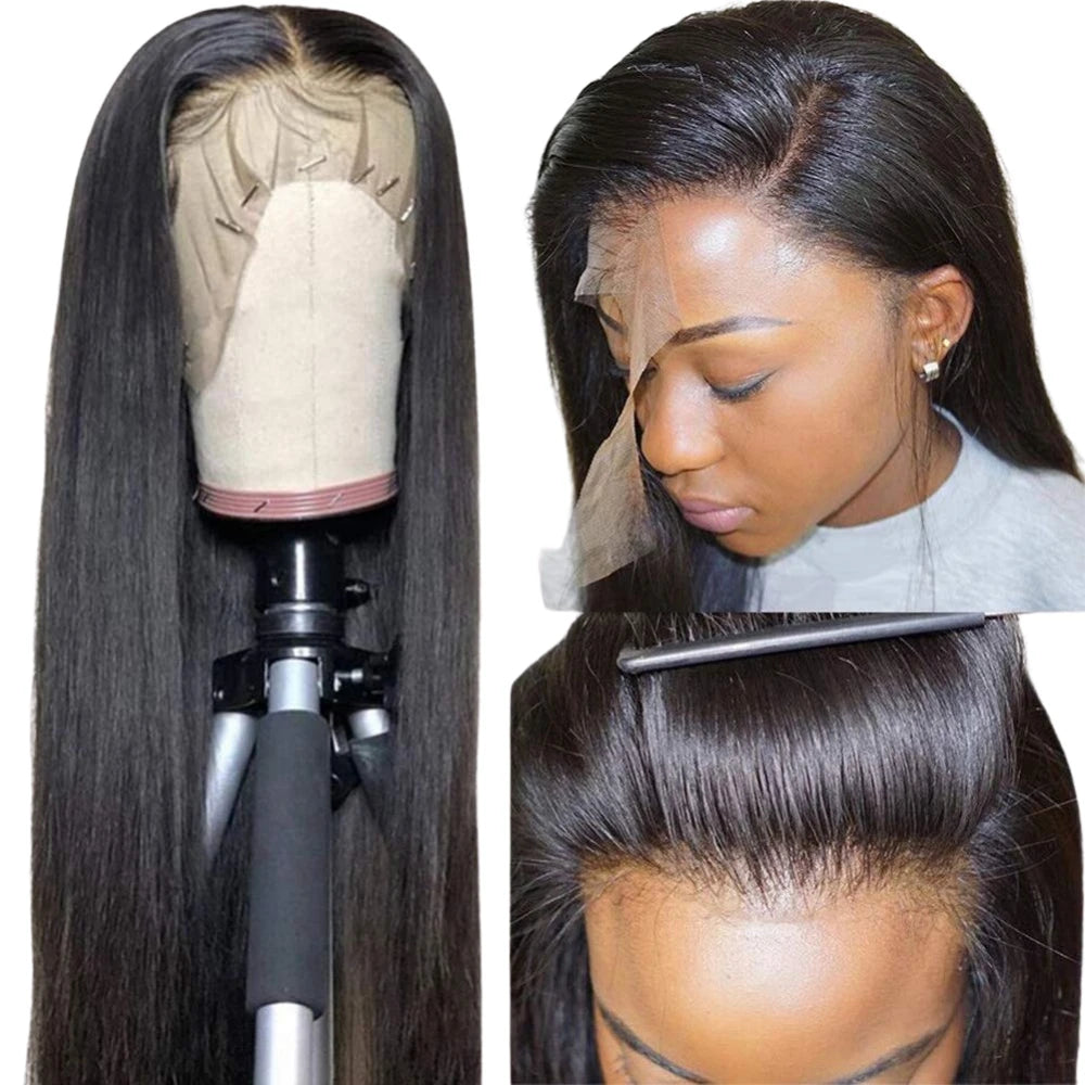 Ready to Ship Brazilian Transparent Lace Frontal Wig180% Human Hair Full Lace WigsVirgin Cuticle Aligned Hd Lace Frontal Wigs