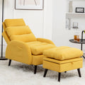 Modern Velvet Accent Chair with Ottoman Adjustable Backrest Wood Frame and Fabric Upholstery for Living Room