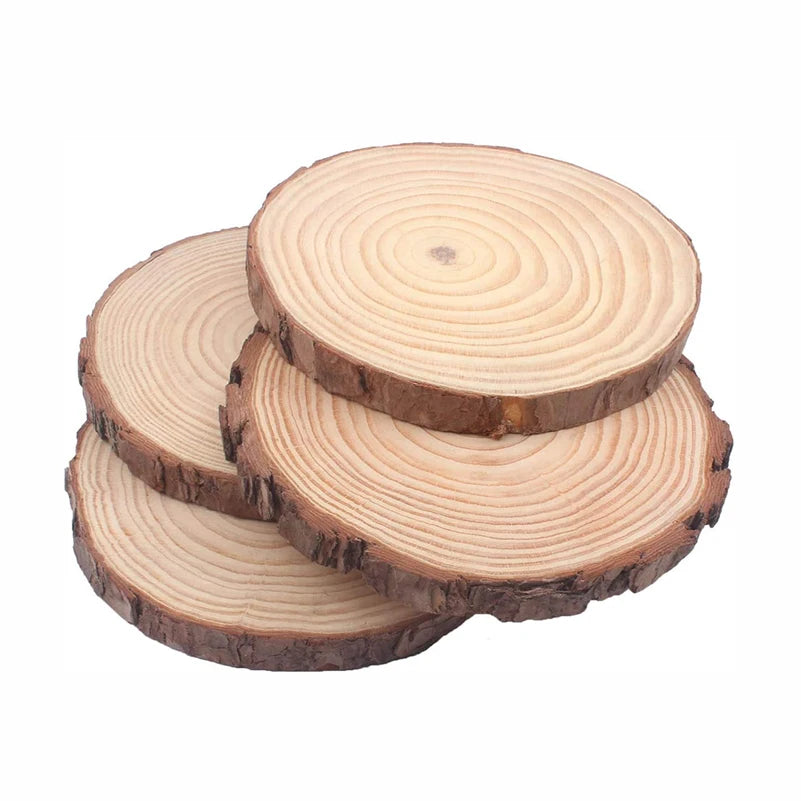 TaiLai Unfinished Natural with Tree Bark Wood Slices Disc Coasters Craft Wood Kit Circles Crafts Christmas Ornaments DIY Crafts