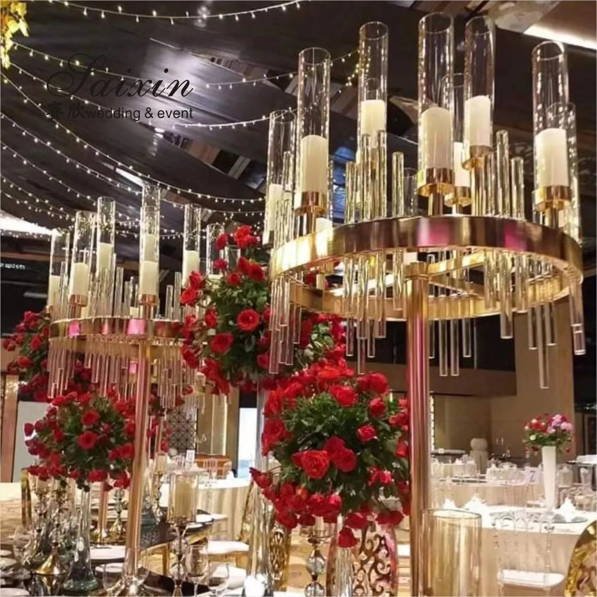 ZT-435S Luxury Crystal Gold Candleholder Elegant Candlestick Stand for Wedding and Valentine's Day Table Decoration