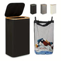 Low MOQ Foldable 100L Tall Mesh Laundry Hamper Basket with Lid for Clothes Toys Towels
