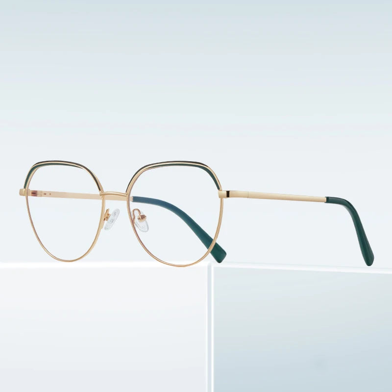 Wholesale Cat Eye Optical Glasses Frame Blue Light Blocking Metal Eyeglasses Frame for Women Logo Custom Eyewear