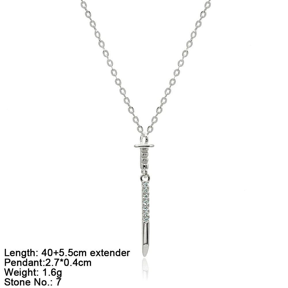 New Arrivals Nail Shape Style Necklaces for Women Fine Jewelry Necklaces 925 Silver Jewelry