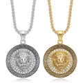 Hip Hop Stainless Steel Unisex Lion Pendant Zircon Necklace Fashion Gold Plated Neck Chain for Men Animal Jewelry