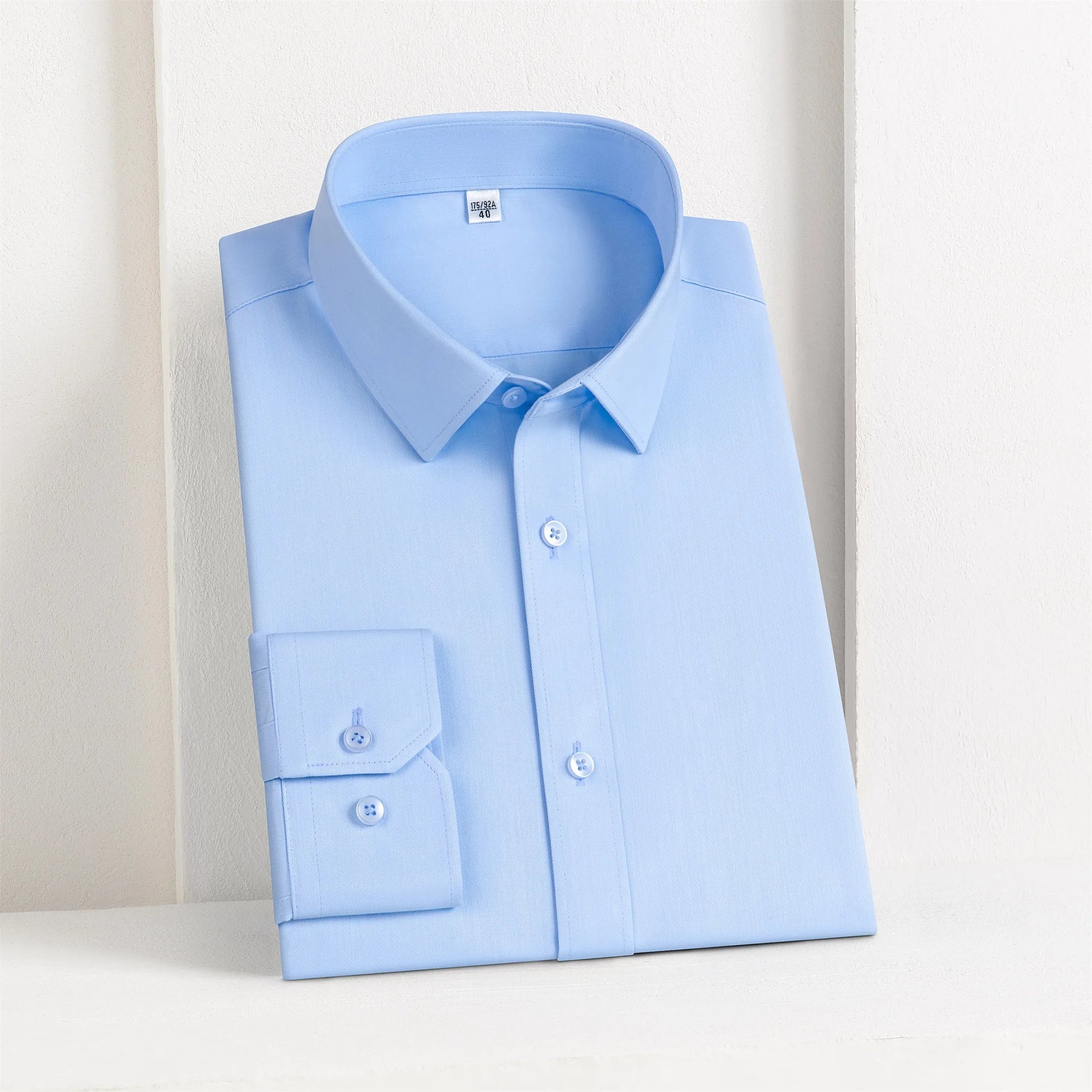 100% Cotton Men's Autumn Solid Color Business Formal Long-sleeved Wrinkle-resistant Breathable Eco-Friendly Dress Shirt