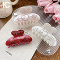 KUACHI Custom Heart Rhinestone Hair Claw New Design Valentines Day Acetate Hair Claw Women Cute Fashion Wholesale Hair Claw Clip