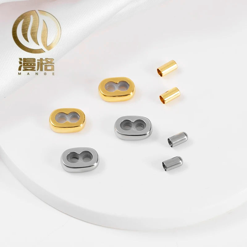 Stainless Steel Adjustable Buckle Leather Rope Buckle Jewelry Accessories Buckle Support Custom LOGO