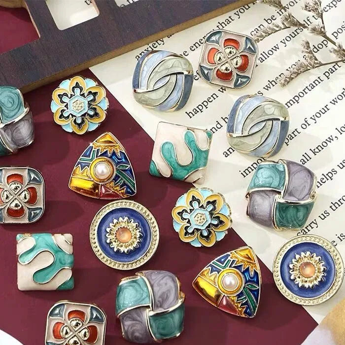 New Arrival Luxury Women's Outerwear Suits Buttons Fashionable Colorful Glaze Oil Embossed Coat Buttons Zinc Alloy Shank Style
