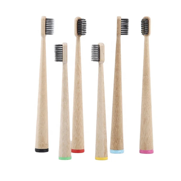 Custom Biodegradable Conical Shape Nylon Bristle Toothbrush Soft Charcoal Infused Bristle for Home Use