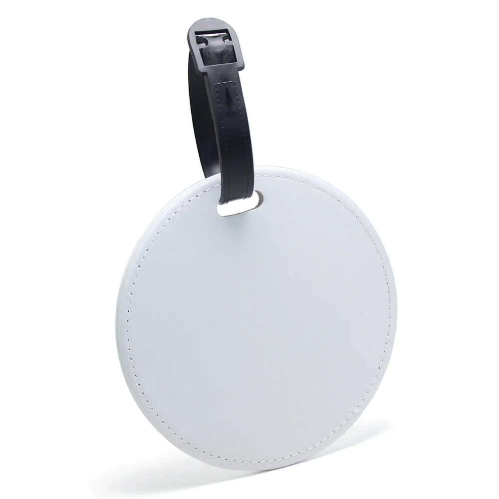 Flight Travel Fabric Round Label Tag PVC ID Address Name Circle Tag Blank White Printable Sublimation Travel Luggage Tag Blank