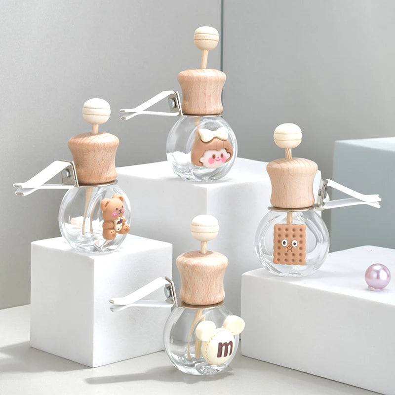 New 10ml Empty Car Hanging Perfume Oil Bottle with Wooden Screw Cap Glass Car Perfume Diffuser Bottle