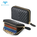 High Quality Black Sheepskin Luxury Women's Leather Small Cash Credit Card Holder with Zipper Customizable Logo Embroidered Bag