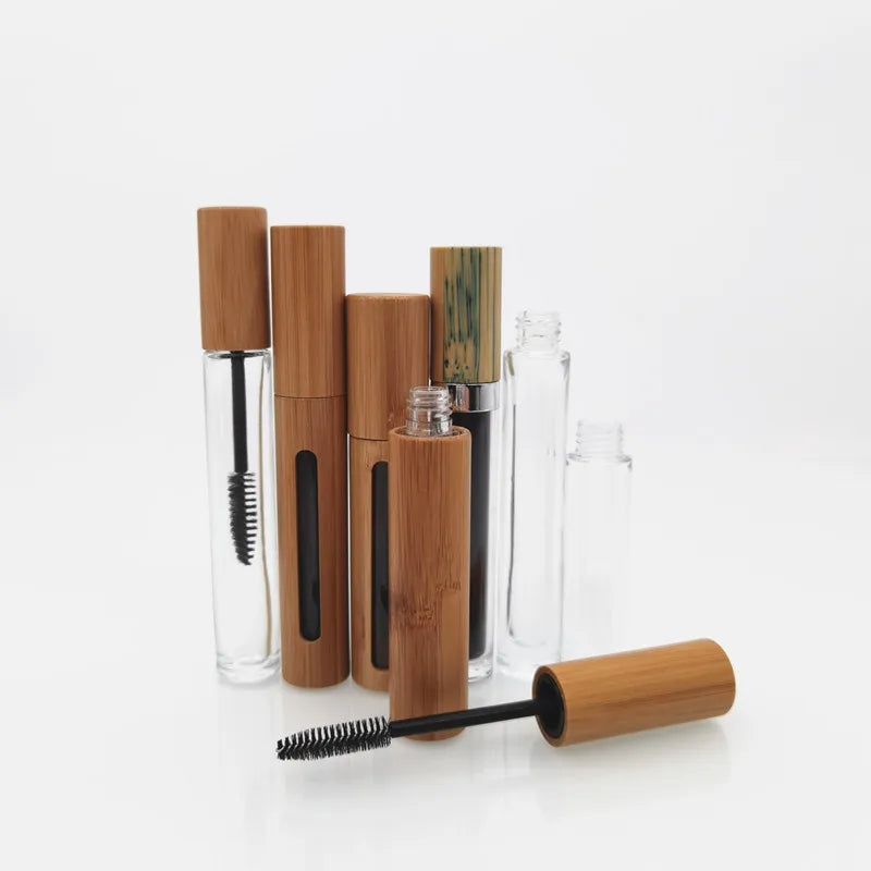 Eco Friendly Bottle Bamboo Mascara Tube with Silicone Brush/bamboo Lip Balm Empty Tube Eco-friendly Cosmetic Packaging Container