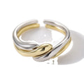 Wave Design Gold Plated 925 Sterling Silver Interlocking Ring Combination Couple Ring Set MegaBDM