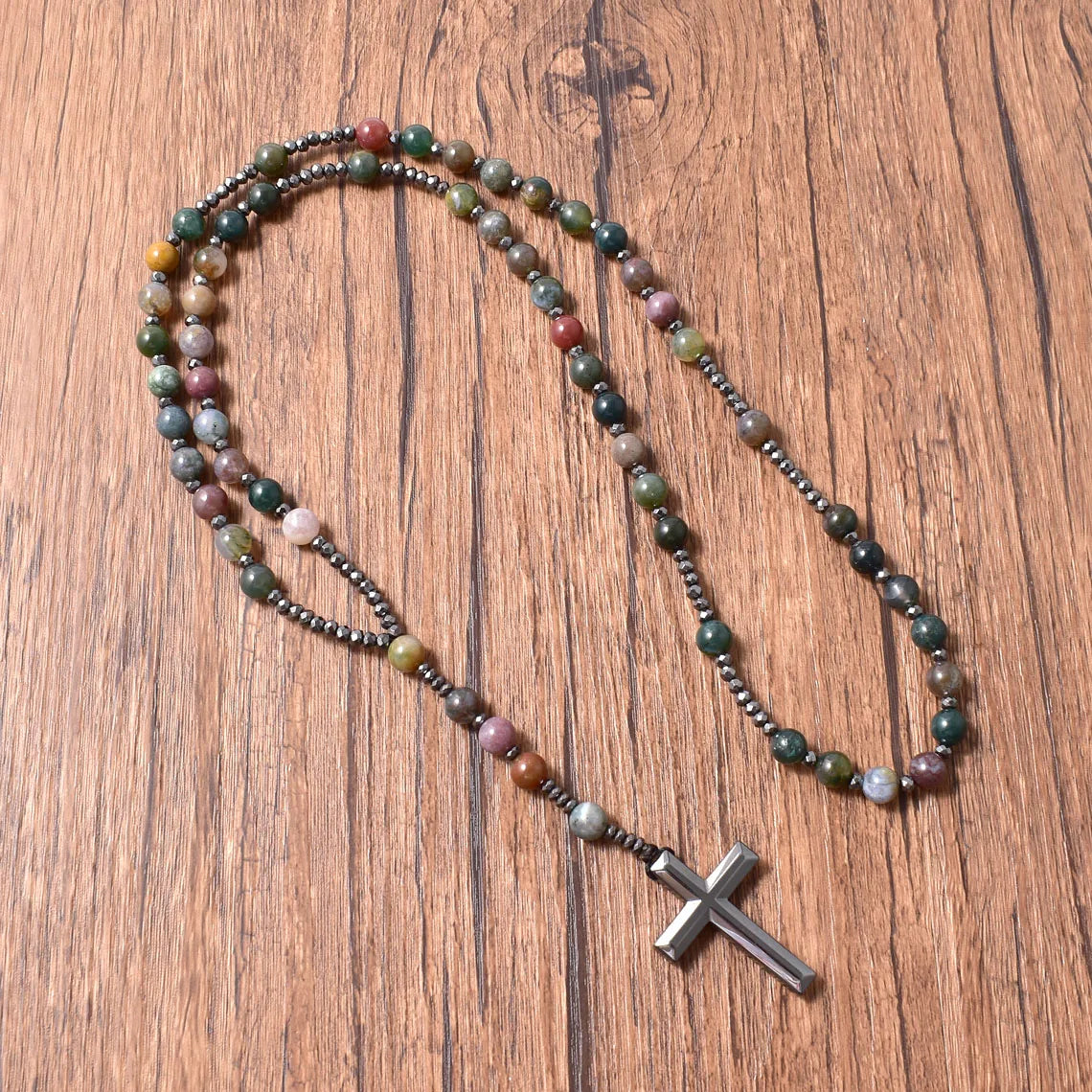 Cross Long Necklace Zircon Beads Protection Zhejiang Catholic Christian Jewelry Religious Rosary Gift Women's