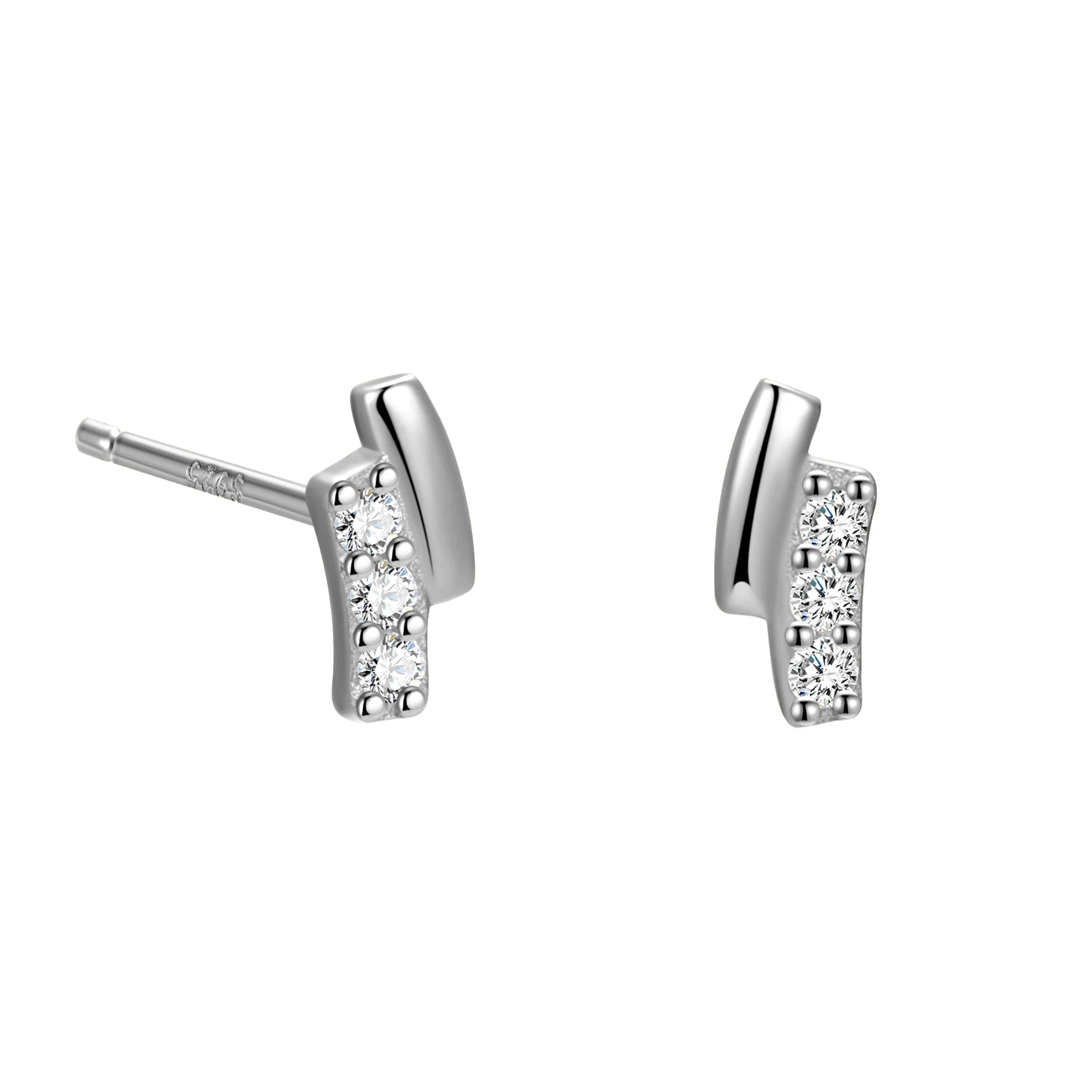 Trendy 925 Sterling Silver Cubic Zirconia Small Geometric Gold Line Stud Earrings Set for Women Girl Gift Fine Jewelry Wholesale