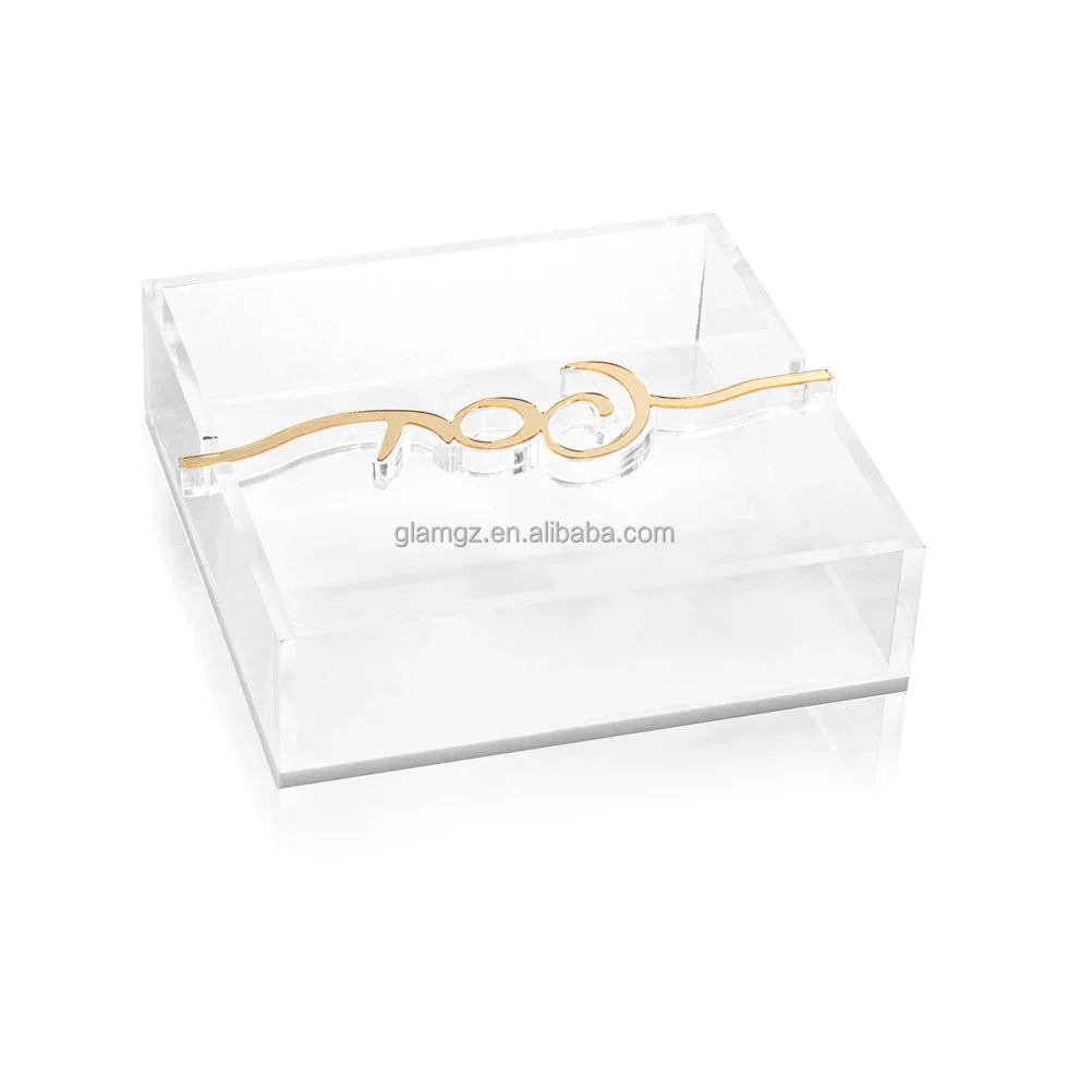 Judaica Jewish Passover Gold Acrylic Lucite Pesach Bar Napkin Holder