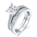 Wholesale 925 Rings Jewelry Double Row Princess Cut Wedding Engagement Rings for Women