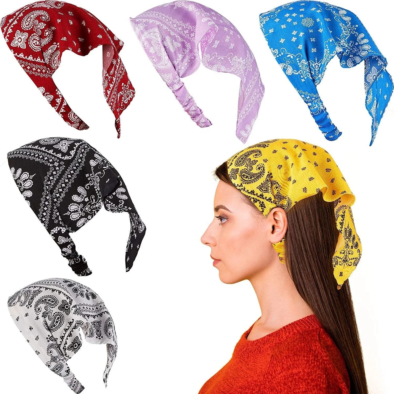 Turban Elastic Head Wrap Bandana Colorful Paisley Head Band Cover Yoga Hair Bands