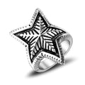 Vintage Personality Mysterious Rune Ring with a Pentagram Amulet Womens NIGHT WORKS Hip Hop Punk Casual Party Jewelry Gift
