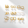 G1806 Wholesale Stainless Steel 18K Plated Gold PVD Waterproof Women Jewelry Unusual Earrings Jewelry Pearl Dangle Earrings