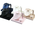 Blue Champagne Black White Pink Linen PU Leather Necklace Ring Earrings Display Organizer Stand Luxury Jewelry Display Bust Set