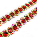 Bling Bling Decorative Rhinestone Trimming Cheap Rhinestone Trimming Fabric Trim With Red Stone Wholesale