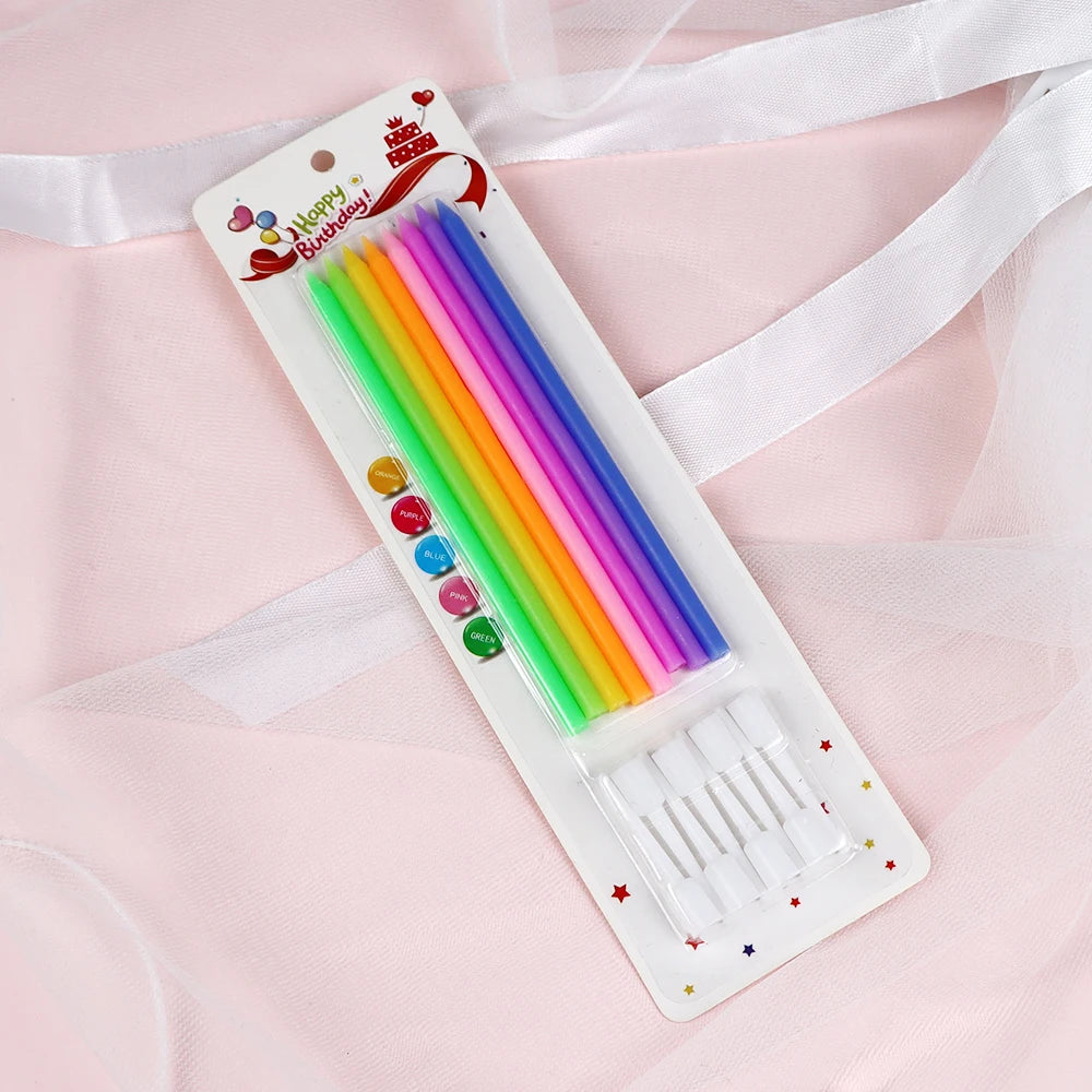 Huaming Multi Colored Beauti Birthday Pillar Candles Children Carty Cupcake Rainbow Cake Spiral Birthday Candles With Holders